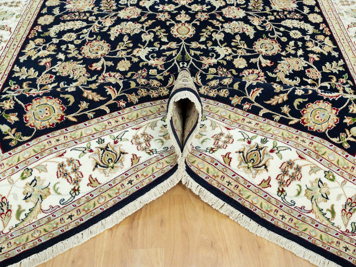 8'0" x 10'3" New Hand Knotted Blue Wool Rectangle Oriental Rug - MOA10290498