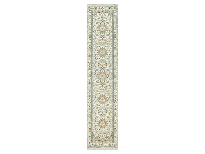 2'8" x 12'1" New Hand Knotted Ivory Wool Runner Oriental Rug - MOA10290504