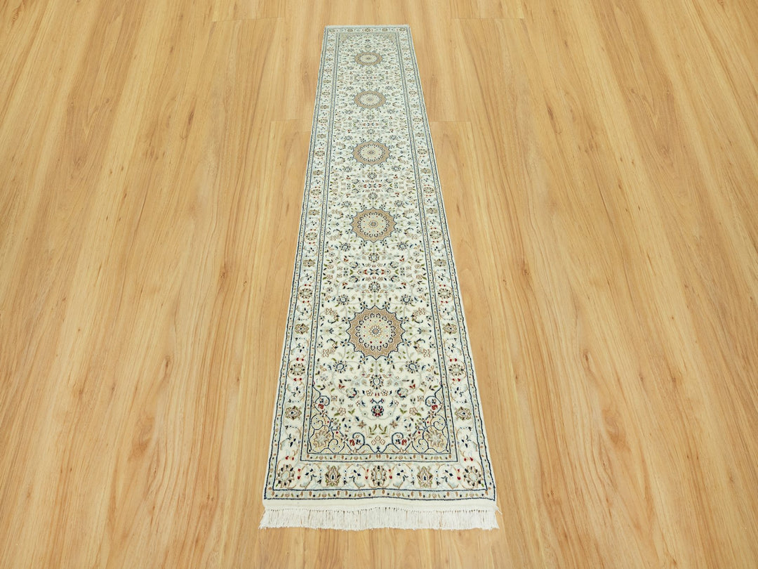 2'8" x 12'1" New Hand Knotted Ivory Wool Runner Oriental Rug - MOA10290504