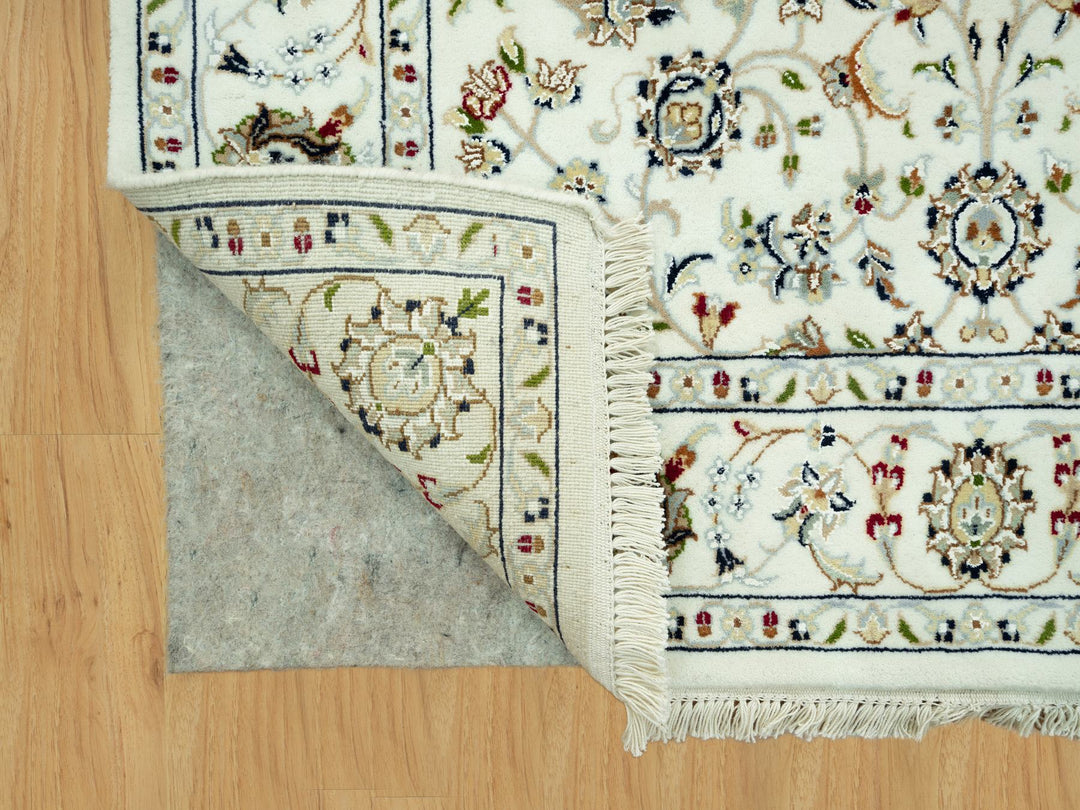 4'2" x 4'2" New Hand Knotted Ivory Wool Square Oriental Rug - MOA10290508