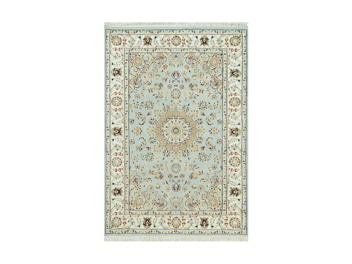 4'2" x 6'1" New Hand Knotted Blue Wool Rectangle Oriental Rug - MOA10290509