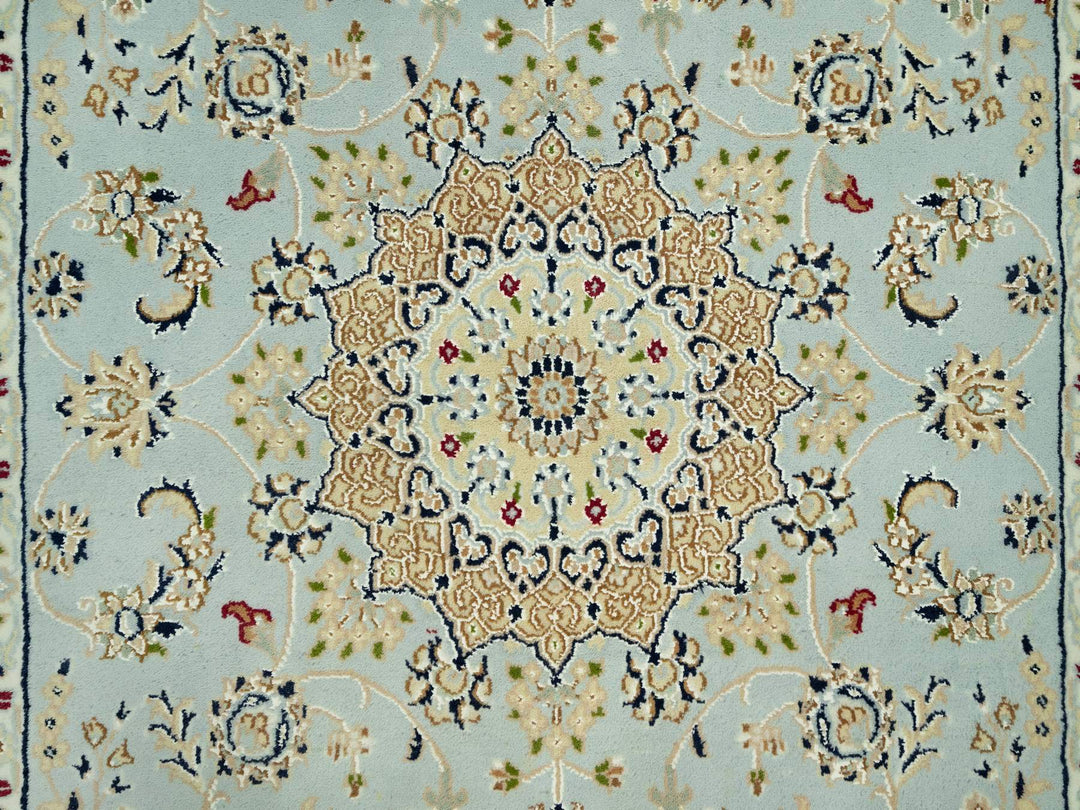 4'2" x 6'1" New Hand Knotted Blue Wool Rectangle Oriental Rug - MOA10290509