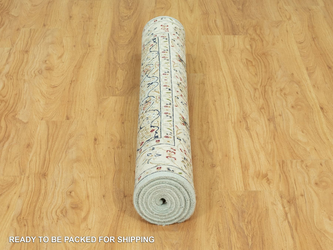 4'2" x 6'1" New Hand Knotted Blue Wool Rectangle Oriental Rug - MOA10290509