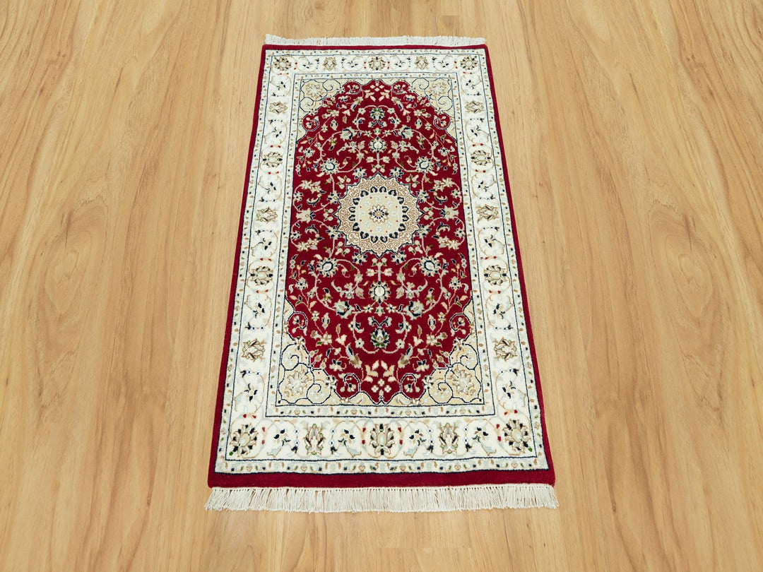 2'7" x 4'1" New Hand Knotted Red Wool Runner Oriental Rug - MOA10290515