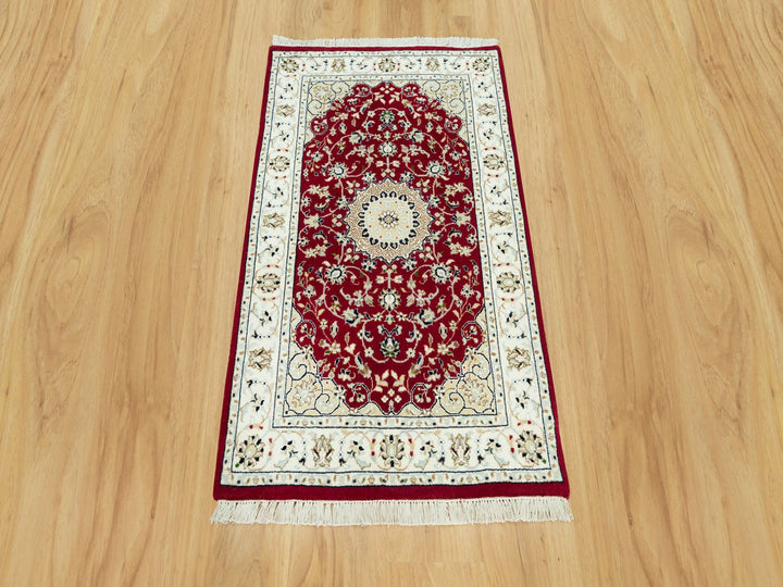 2'7" x 4'1" New Hand Knotted Red Wool Runner Oriental Rug - MOA10290515