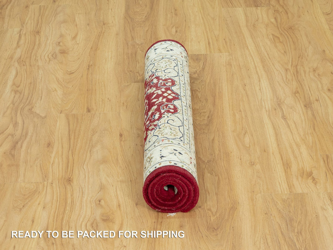 2'7" x 4'1" New Hand Knotted Red Wool Runner Oriental Rug - MOA10290515