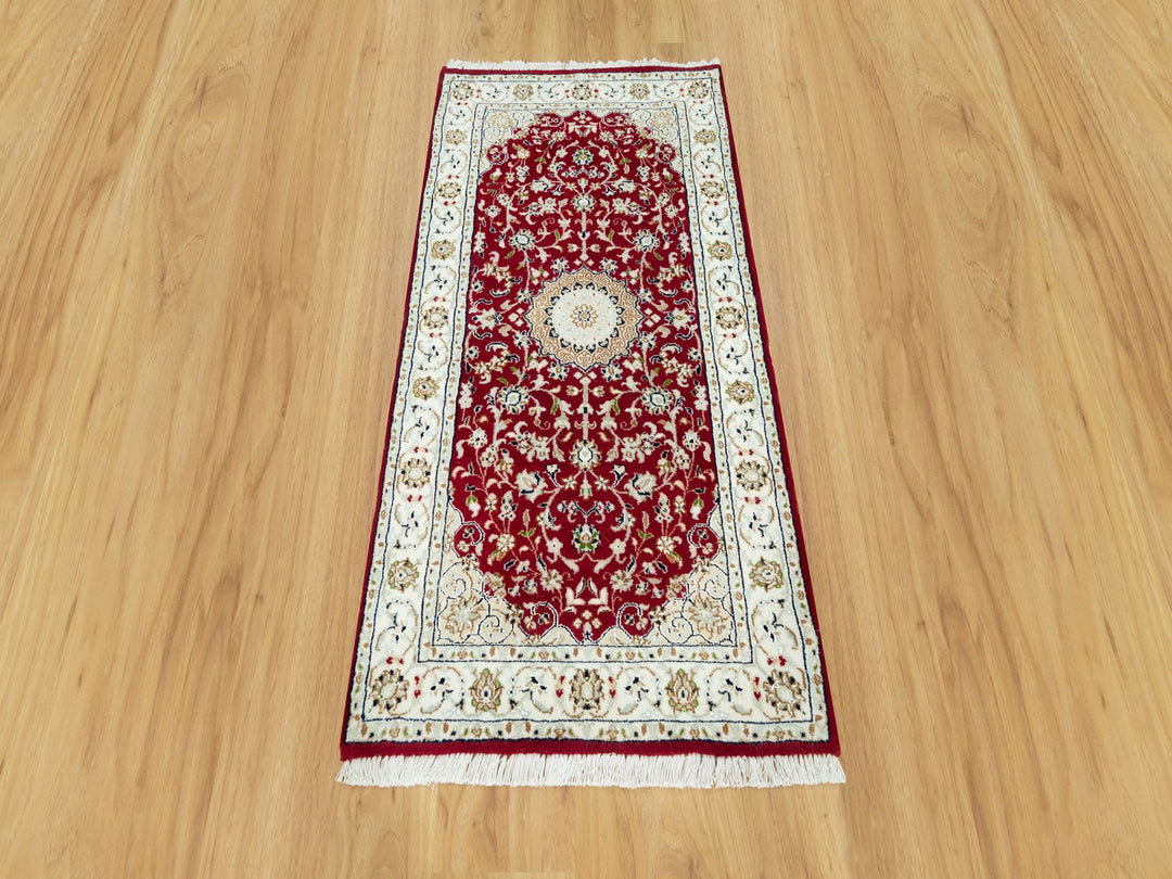 2'4" x 4'9" New Hand Knotted Red Wool Runner Oriental Rug - MOA10290516