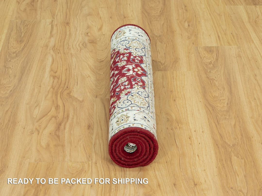 2'4" x 4'9" New Hand Knotted Red Wool Runner Oriental Rug - MOA10290516
