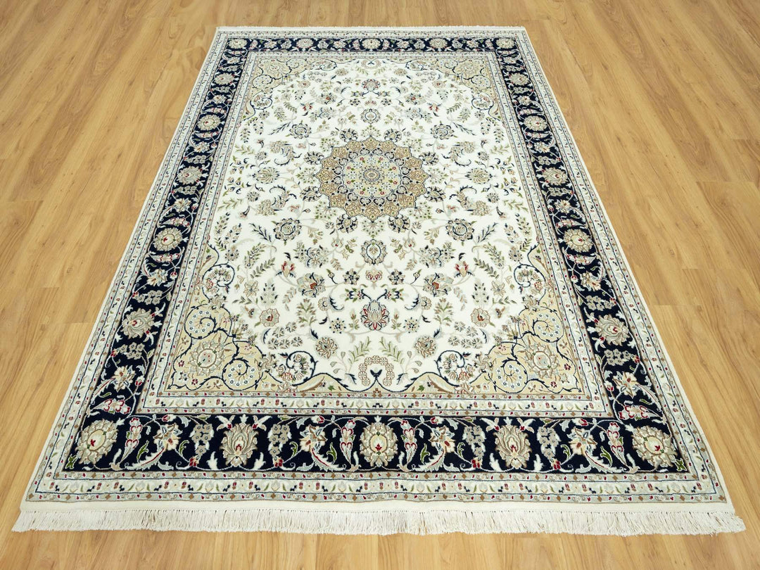 7'10" x 10'0" New Hand Knotted Ivory Wool Rectangle Oriental Rug - MOA10290519