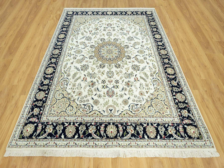 7'10" x 10'0" New Hand Knotted Ivory Wool Rectangle Oriental Rug - MOA10290519