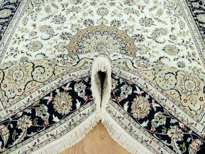 7'10" x 10'0" New Hand Knotted Ivory Wool Rectangle Oriental Rug - MOA10290519