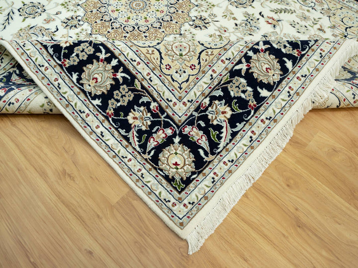 7'10" x 10'0" New Hand Knotted Ivory Wool Rectangle Oriental Rug - MOA10290519