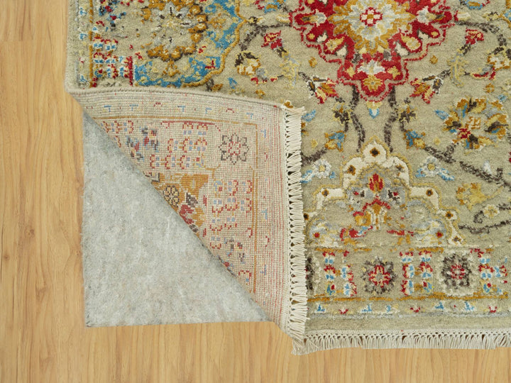 3'3" x 5'0" New Hand Knotted Beige Wool & Silk Rectangle Oriental Rug - MOA10290521