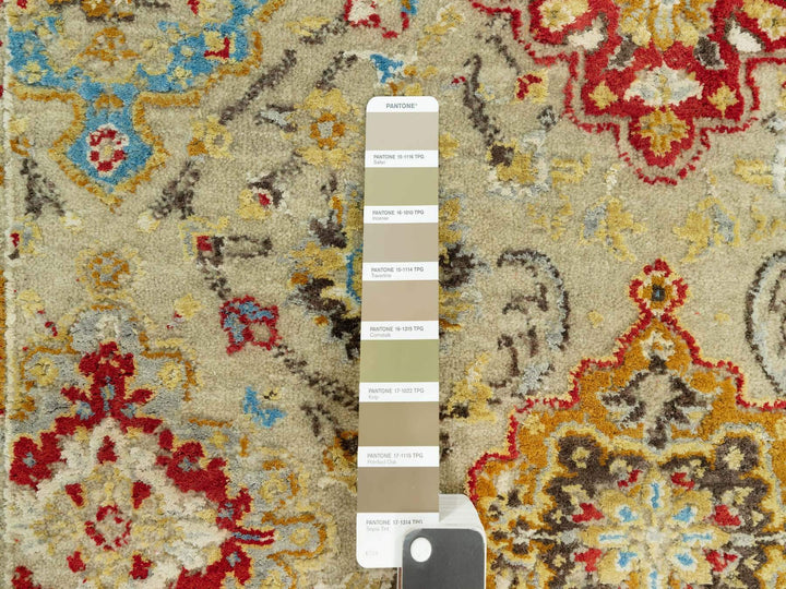 3'3" x 5'0" New Hand Knotted Beige Wool & Silk Rectangle Oriental Rug - MOA10290521