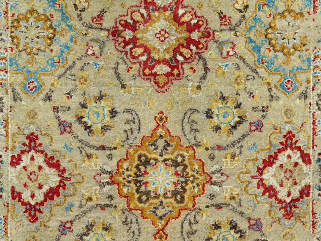 3'3" x 5'0" New Hand Knotted Beige Wool & Silk Rectangle Oriental Rug - MOA10290521