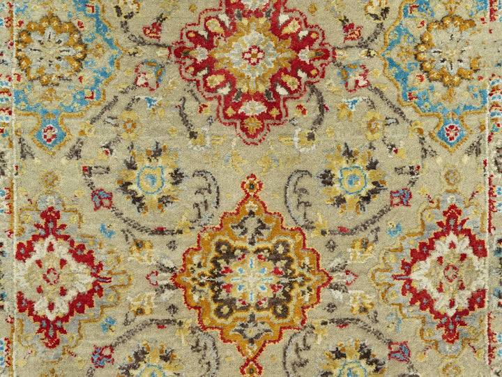 3'3" x 5'0" New Hand Knotted Beige Wool & Silk Rectangle Oriental Rug - MOA10290521