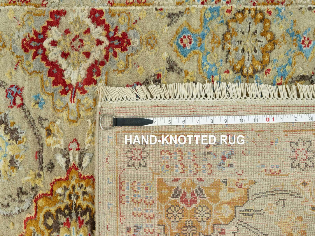 3'3" x 5'0" New Hand Knotted Beige Wool & Silk Rectangle Oriental Rug - MOA10290521