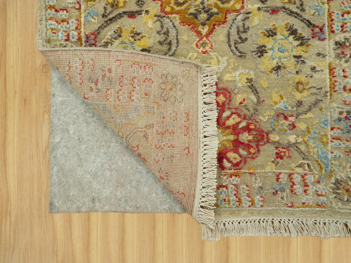 2'1" x 3'1" New Hand Knotted Beige Wool & Silk Rectangle Oriental Rug - MOA10290523