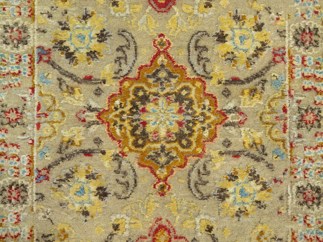 2'1" x 3'1" New Hand Knotted Beige Wool & Silk Rectangle Oriental Rug - MOA10290523