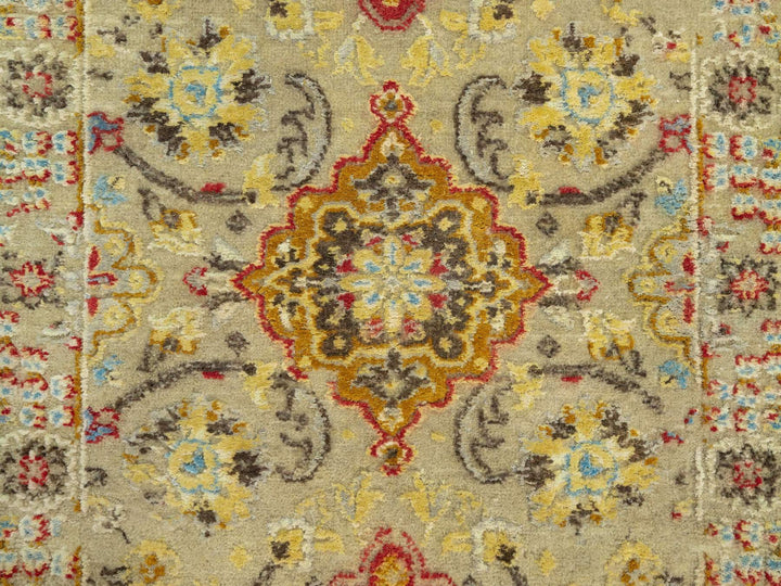 2'1" x 3'1" New Hand Knotted Beige Wool & Silk Rectangle Oriental Rug - MOA10290523