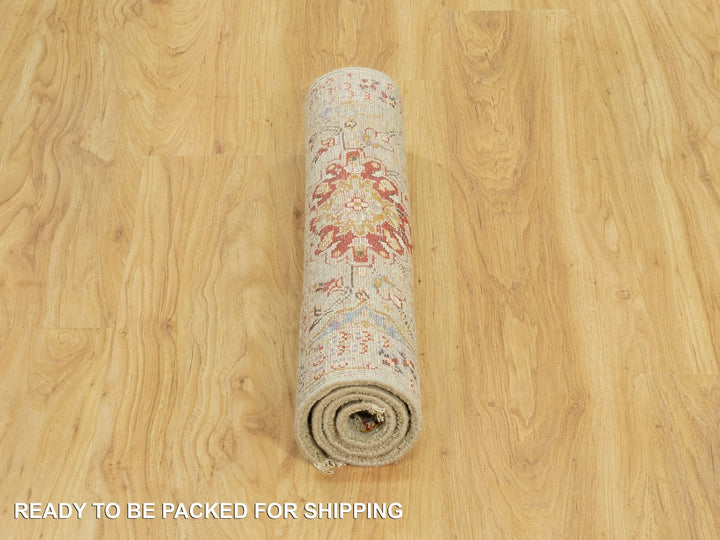 2'1" x 3'1" New Hand Knotted Beige Wool & Silk Rectangle Oriental Rug - MOA10290523
