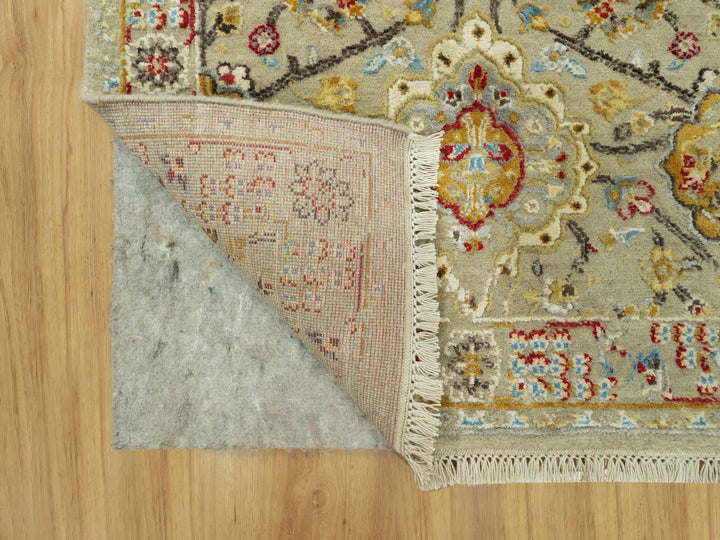 2'8" x 6'0" New Hand Knotted Beige Wool & Silk Runner Oriental Rug - MOA10290524