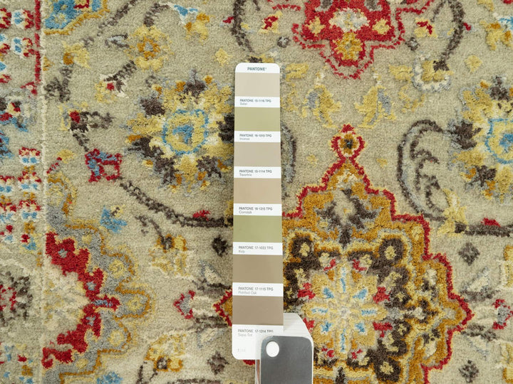 2'8" x 6'0" New Hand Knotted Beige Wool & Silk Runner Oriental Rug - MOA10290524