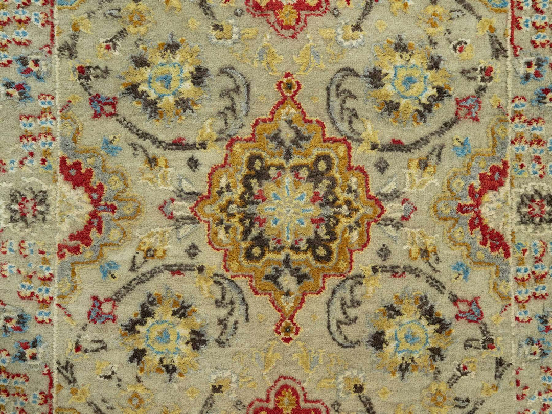2'8" x 6'0" New Hand Knotted Beige Wool & Silk Runner Oriental Rug - MOA10290524