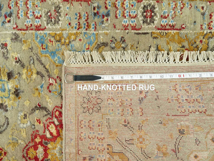 2'8" x 6'0" New Hand Knotted Beige Wool & Silk Runner Oriental Rug - MOA10290524