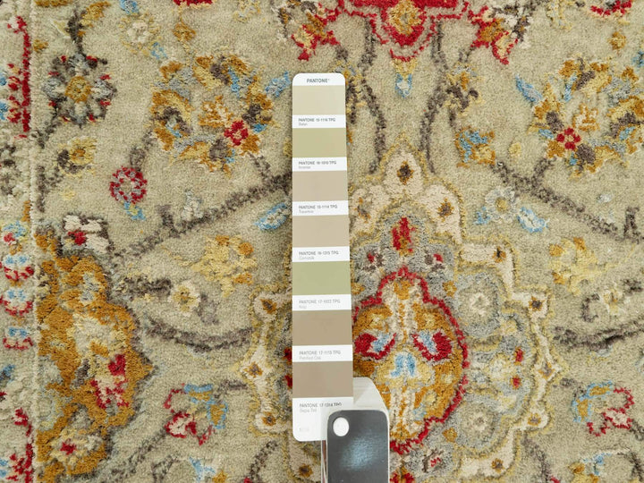 2'9" x 15'10" New Hand Knotted Beige Wool & Silk Runner Oriental Rug - MOA10290528