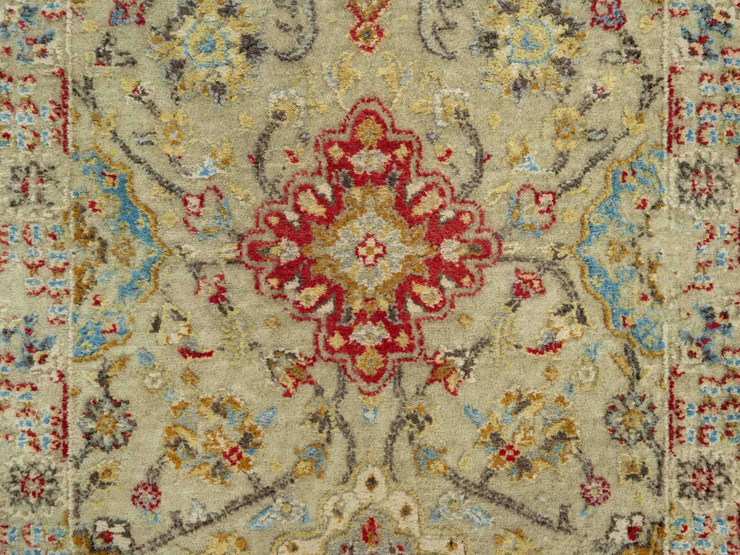 2'9" x 15'10" New Hand Knotted Beige Wool & Silk Runner Oriental Rug - MOA10290528