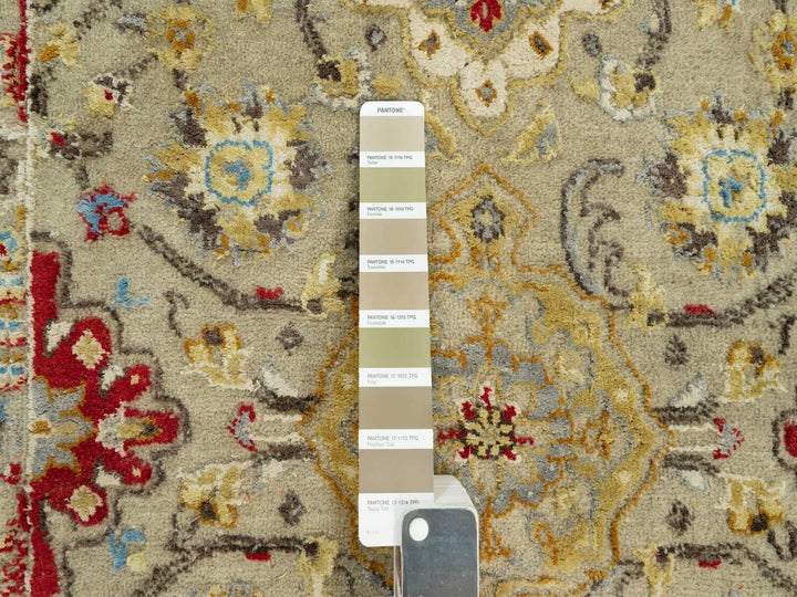 2'9" x 18'0" New Hand Knotted Beige Wool & Silk Runner Oriental Rug - MOA10290530
