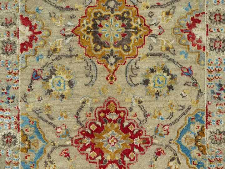 2'9" x 18'0" New Hand Knotted Beige Wool & Silk Runner Oriental Rug - MOA10290530