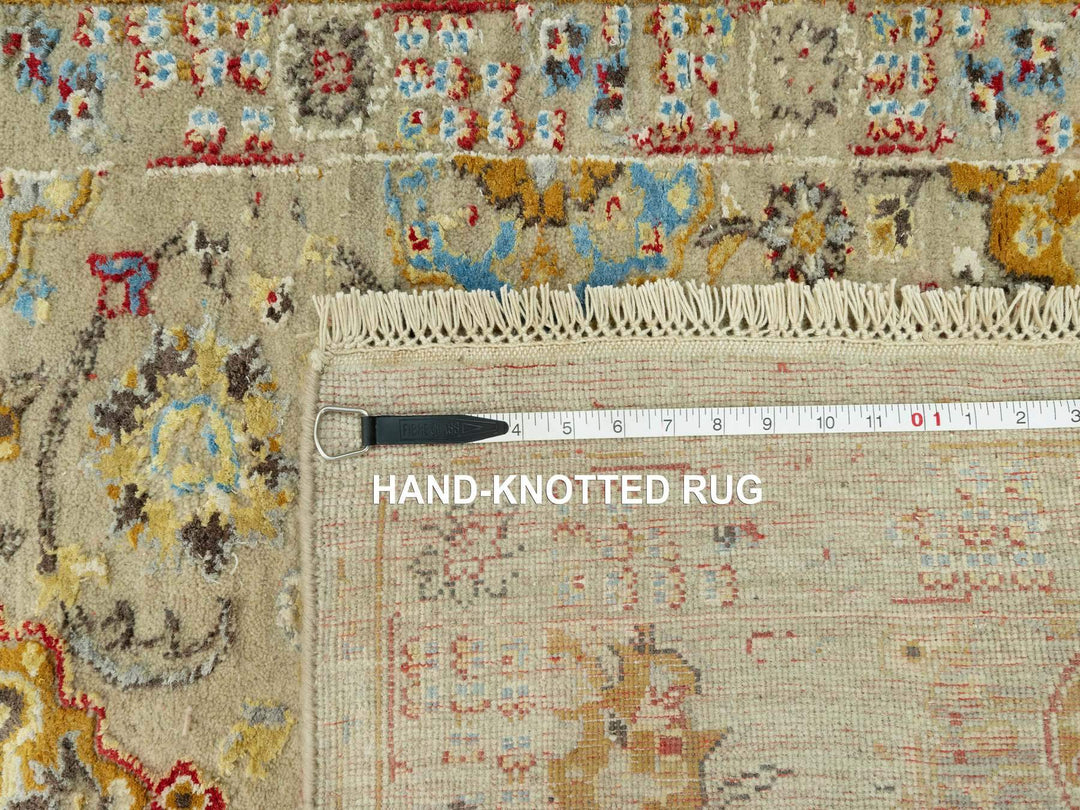 2'9" x 18'0" New Hand Knotted Beige Wool & Silk Runner Oriental Rug - MOA10290530