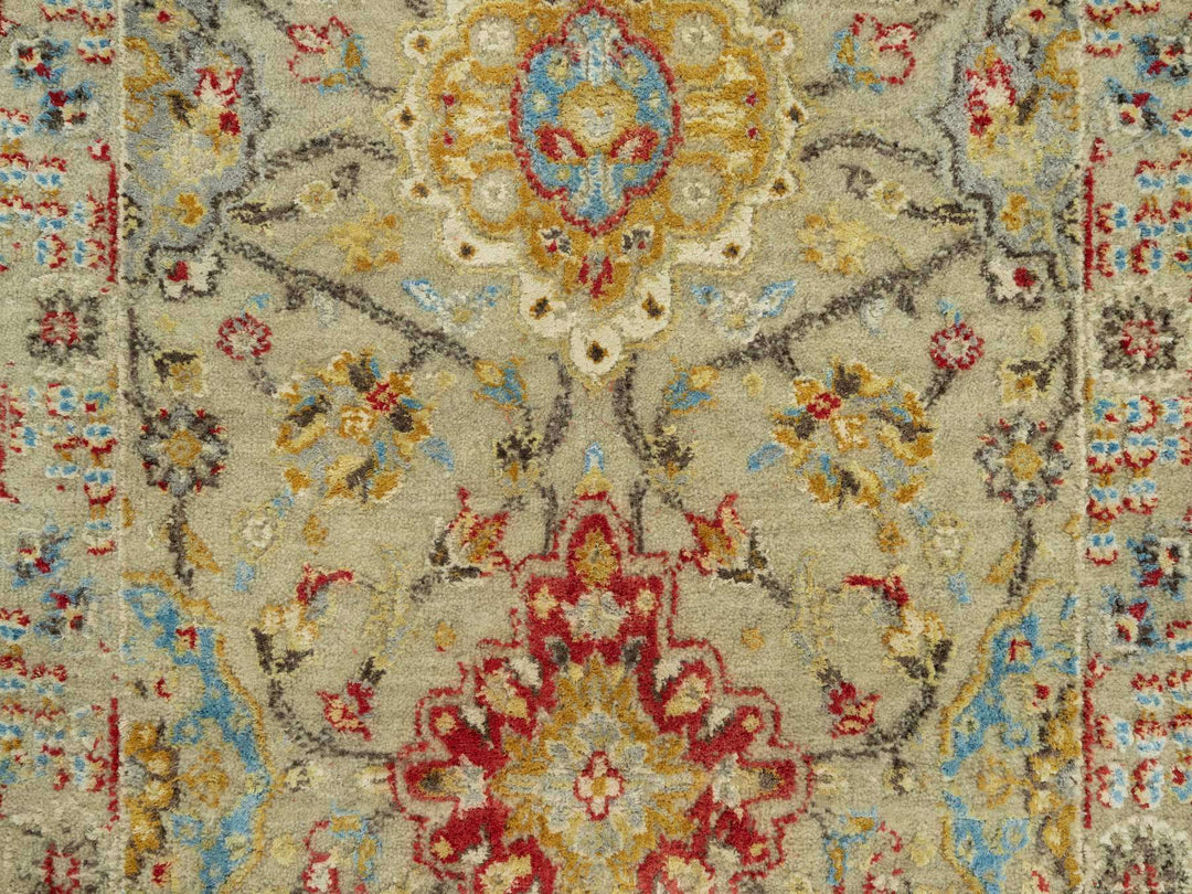 2'7" x 19'10" New Hand Knotted Beige Wool & Silk Runner Oriental Rug - MOA10290533