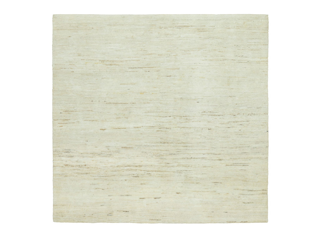 5'0" x 5'1" New Hand Knotted Ivory Wool Square Oriental Rug - MOA10290551