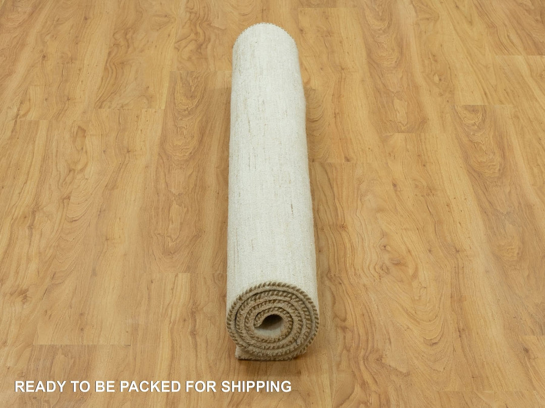 5'0" x 5'1" New Hand Knotted Ivory Wool Square Oriental Rug - MOA10290551