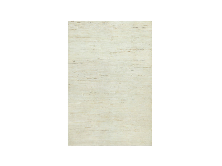 3'10" x 5'10" New Hand Knotted Ivory Wool Rectangle Oriental Rug - MOA10290553