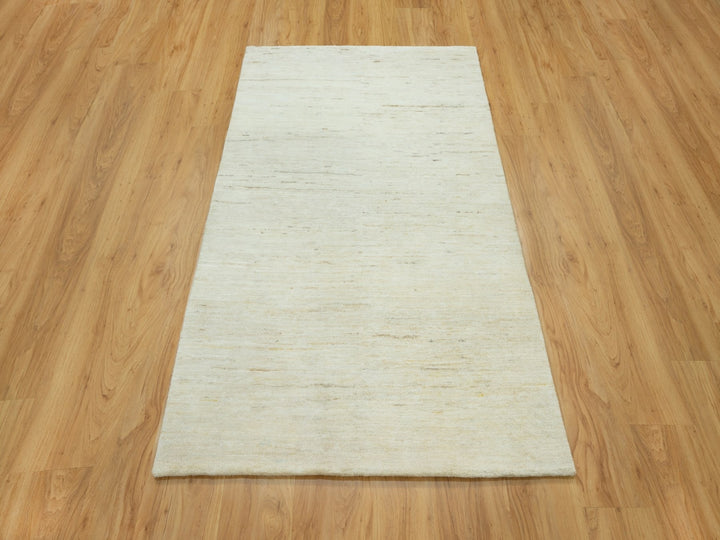 3'10" x 5'10" New Hand Knotted Ivory Wool Rectangle Oriental Rug - MOA10290553