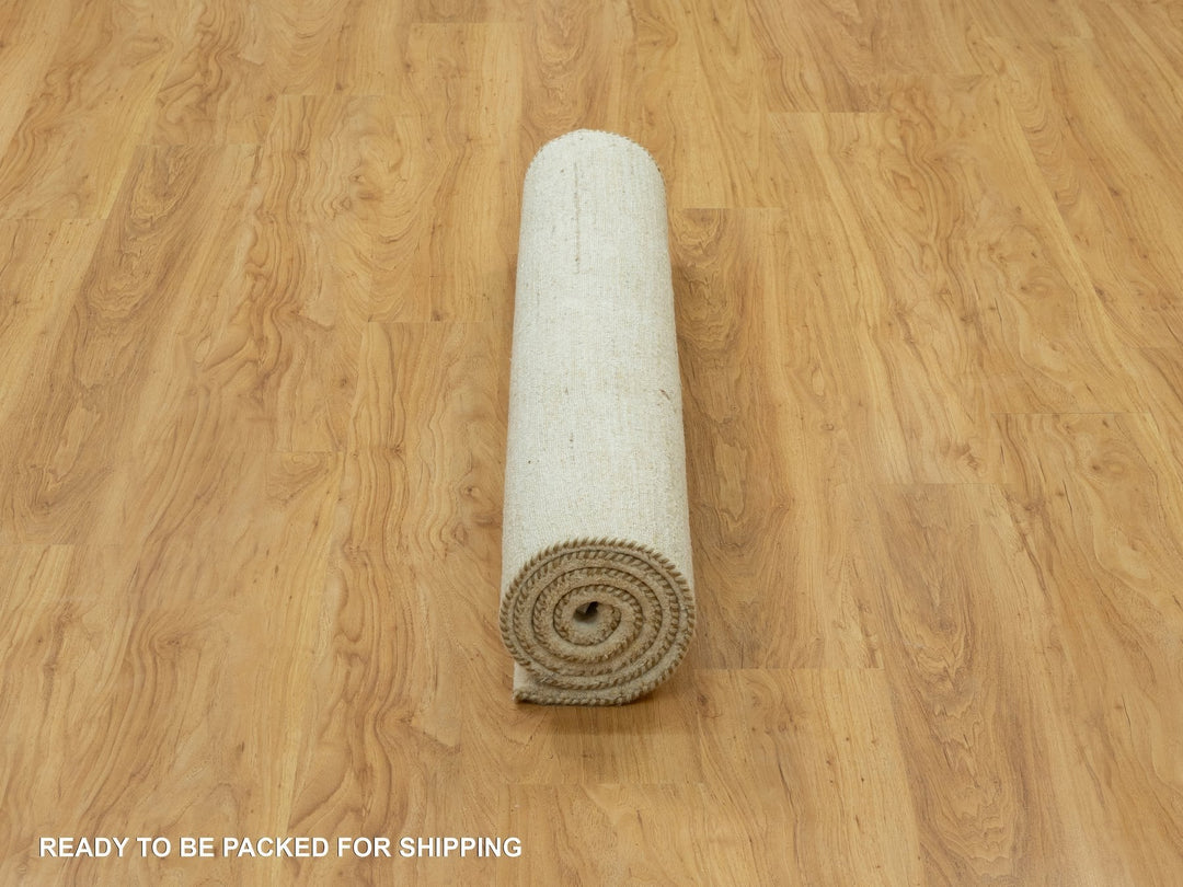 3'10" x 5'10" New Hand Knotted Ivory Wool Rectangle Oriental Rug - MOA10290553