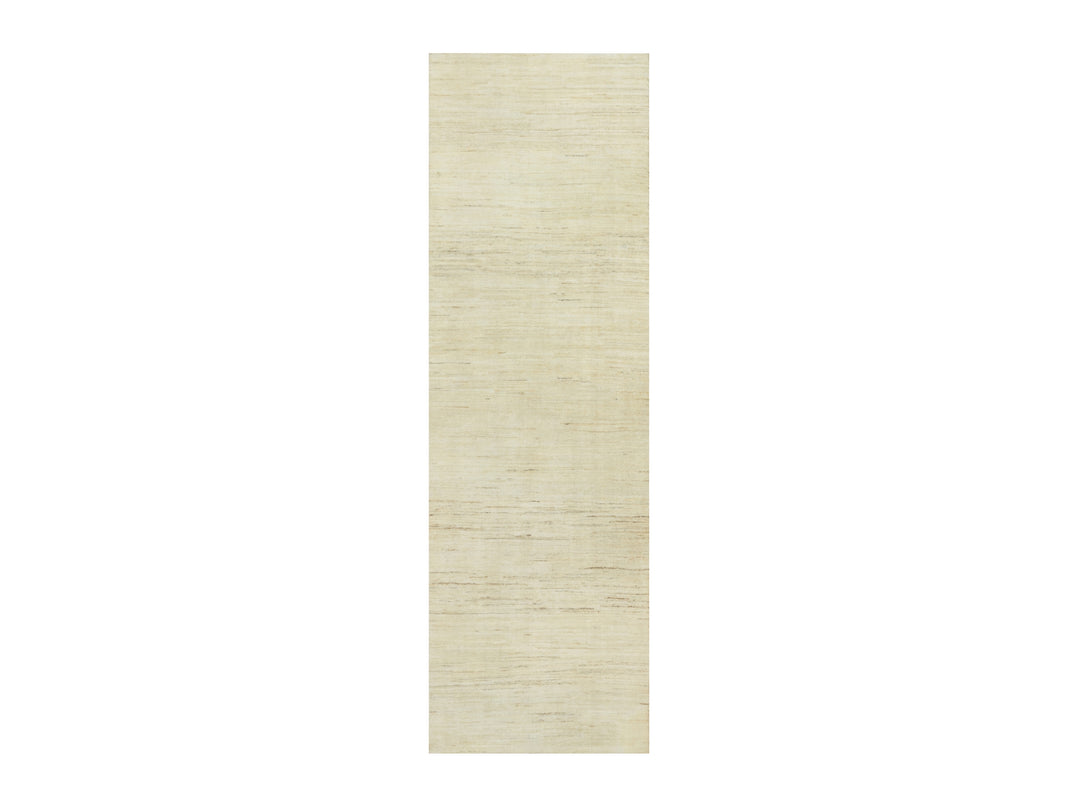 2'6" x 8'1" New Hand Knotted Ivory Wool Runner Oriental Rug - MOA10290554