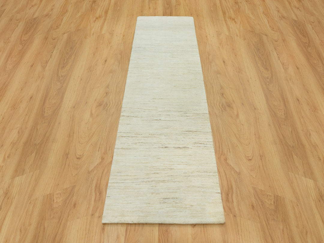 2'6" x 8'1" New Hand Knotted Ivory Wool Runner Oriental Rug - MOA10290554