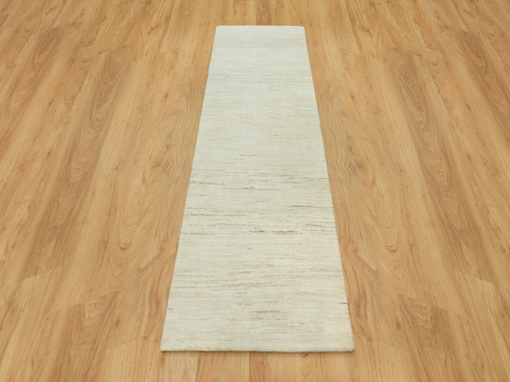 2'6" x 8'1" New Hand Knotted Ivory Wool Runner Oriental Rug - MOA10290554