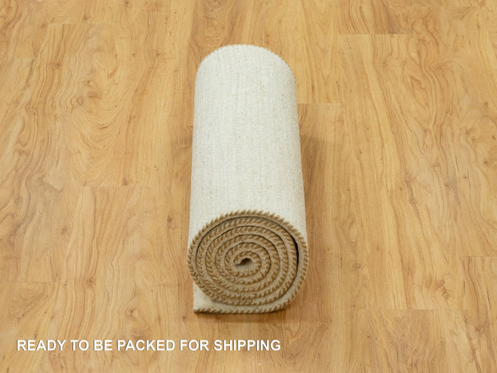 2'6" x 8'1" New Hand Knotted Ivory Wool Runner Oriental Rug - MOA10290554