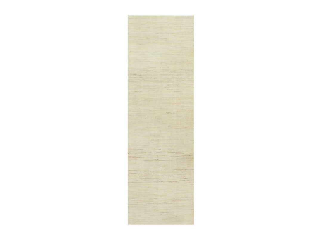 2'5" x 8'2" New Hand Knotted Ivory Wool Runner Oriental Rug - MOA10290555
