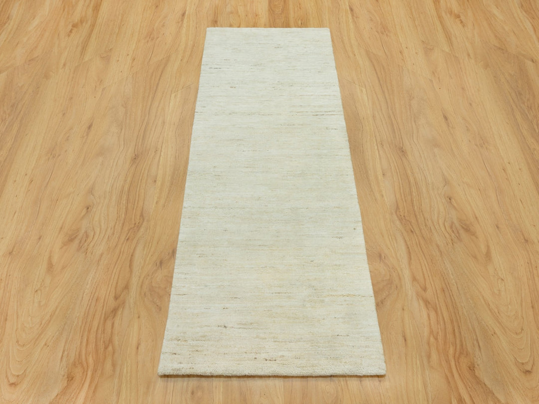 2'5" x 6'1" New Hand Knotted Ivory Wool Runner Oriental Rug - MOA10290556