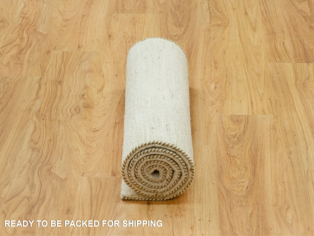 2'6" x 6'0" New Hand Knotted Ivory Wool Runner Oriental Rug - MOA10290557