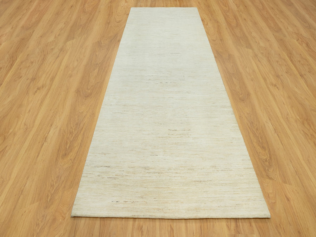 5'1" x 13'8" New Hand Knotted Ivory Wool Runner Oriental Rug - MOA10290559