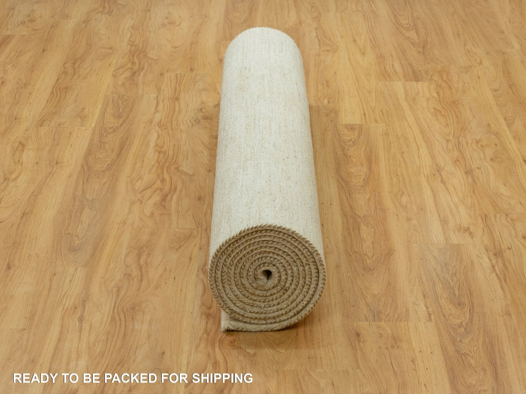 5'1" x 13'8" New Hand Knotted Ivory Wool Runner Oriental Rug - MOA10290559