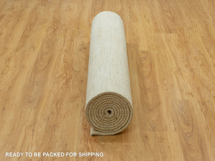 5'1" x 13'8" New Hand Knotted Ivory Wool Runner Oriental Rug - MOA10290559